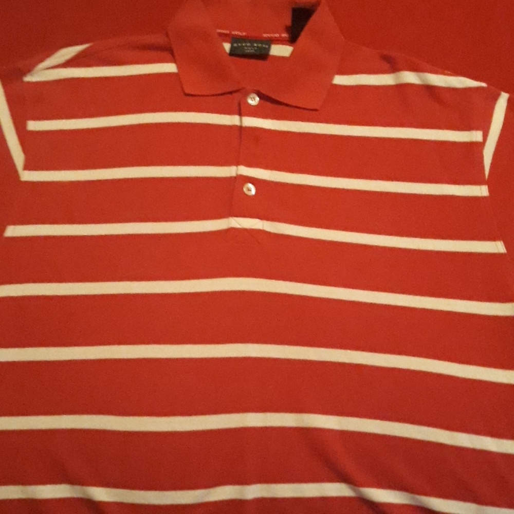 red hugo boss golf shirt